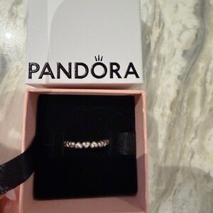 Pandora Sterling Silver Chain of Hearts Ring - Silver- size 6